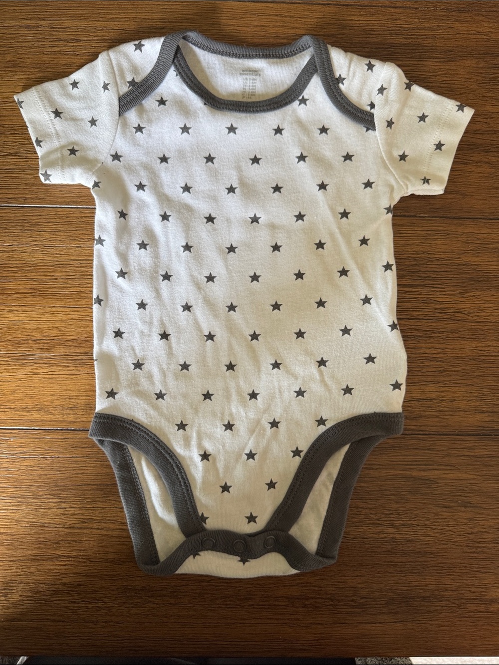 Amazon Essentials White One-Piece with Gray Star Print and Gray Trim